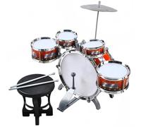 KRUZZEL Batería infantil de 5 piezas a partir de 3 años - Juego completo de batería con taburete, platillo y palos para pequeños fans de la música - Batería infantil realista 22464
