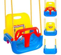 KRUZZEL Columpio infantil 3 en 1 para colgar con respaldo y cinturón de seguridad para interior y exterior 23552
