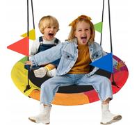 Kruzzel Columpio nido exterior para niños y adultos, diámetro de 100 cm, hasta 160 kg, resistente a la intemperie, columpio de jardín con cinturones de seguridad y marco de metal, para 2 niños