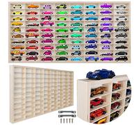 KRUZZEL - Estante de madera para coches de juguete con 80 compartimentos - Estante de pared para habitación infantil - Apilable y ajustable - Vitrina de coleccionista de madera - Caja expositora de