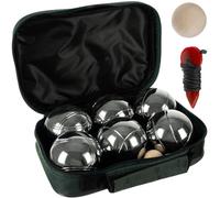 KRUZZEL Set De Petanca Con 6 Bolas Grabadas Y Accesorios - Juego Bola Madera, Cinta Métrica Bolsa Transporte Funda Grabada Para Actividades Al Aire Libre 23440