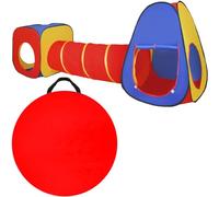 KRUZZEL Tienda de campaña de juego 3 en 1, tipi con túnel y casa de juegos para bebés, tienda de campaña para juegos emergentes, interior y exterior, bolsa de transporte, incluye