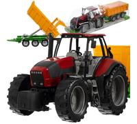 KRUZZEL Tractor con remolque Mecanismo de rueda libre Piezas móviles Granja Juguetes para niños a partir de 3 años 24711