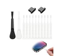 KRVNTH Kit de Limpieza Puerto Carga, 14 Piezas, Cepillos Suaves y Tapones Metálicos USB-C Negro. Seguridad Sin Arañazos, Elimina Polvo Profundo y Restaura Recarga Rápida.