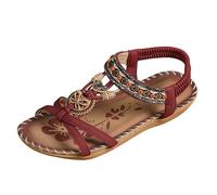 krxodiuoiy Sandalias Mujer Elegante, Sandalias Boho, Zapatos Planos de Verano Mujer Cómodas Sandalias Ortopedicas con Tiras Sandalias Romanas Tiempo Libre Sandalias Romanas Ligeras Playa Sandalias