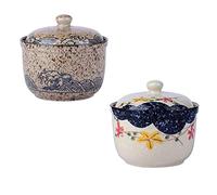 KRXSOBNV, 2 juegos y cuchara salero recipiente for sal y azúcar botes for condimentos de estilo japonés tarro de azúcar for lata de cocina casera,Tarros Sazonadores