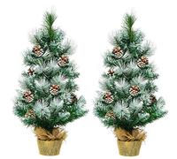 KRXSOBNV, Árbol de Navidad 2 pies/4 pies, pequeños árboles Artificiales con piñas y Base, decoración navideña for Camino jardín Mesa Interior,Árboles de Navidad