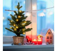 KRXSOBNV, Árbol de Navidad preiluminado 60 cm/90 cm, árbol Artificial Mesa 2 pies/3 pies con Base, Luces LED, pequeña decoración navideña Interior y Regalo,Árboles de Navidad(3ft)