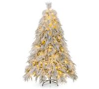 KRXSOBNV Árboles de Navidad, Árbol de Navidad Artificial con bisagras, Luces LED Blancas cálidas y(6.3FT)