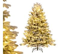 KRXSOBNV, Árboles de Navidad Artificiales con Luces LED Color Blanco cálido, Puntas Ramas PE y PVC, Base Metal Plegable, decoración navideña for Oficina en casa,Árboles de Navidad(4.5FT)