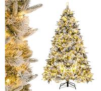 KRXSOBNV, Árboles de Navidad con bisagras 4,5 pies/6 pies Luces LED Color Blanco cálido, Puntas Ramas Mixtas, Soporte Metal Plegable, decoración navideña for Oficina en casa,Árboles de Navidad(6FT)