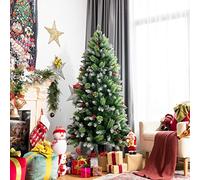 KRXSOBNV Árboles de Navidad, Decoración navideña for Interiores y Exteriores con Bayas Rojas(714 PVC Tips,5ft)