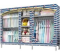 KRXSOBNV, Armario portátil de Tela Abierto, diseño Creativo Dormitorio Grande Conjunto Soporte Metal Puertas corredizas Armario a, 168 * 210 45 cm Percha,Armario portátil