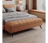 KRXSOBNV Armario Zapatero, Banco de Almacenamiento con Asiento Acolchado, Banco Cuero for el Extremo la Cama, otomano Patas(Brown,80X45X42cm)