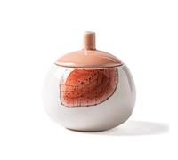 KRXSOBNV, Azucarero creativo con tapa, cubo de café, azucarero, olla de almacenamiento, cuencos de almacenamiento de azúcar pintados a mano, lata,Tarros Sazonadores(Red)