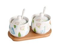 KRXSOBNV, Azucarero de porcelana de cerámica con cuchara, salero pequeño, tarro de almacenamiento, for cafetería, restaurante-,Tarros Sazonadores