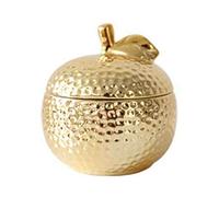KRXSOBNV, Azucarero dorado for decoración del hogar, salero en forma de fruta, caja de condimentos, tarros de especias, caja de especias de cerámica con cuchara-pera-0,3 latas,Tarros Sazonadores