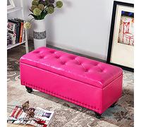 KRXSOBNV Banco De Almacenamiento Banco De Extremo De Cama De Cuero De PU: Reposapiés Multifunción Modernos, for Dormitorio, Sala De Estar,Reposapiés(Rose Red,80x40x45cm(31x16x18inch))
