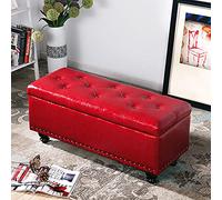 KRXSOBNV Banco De Almacenamiento Banco De Extremo De Cama De Cuero De PU: Reposapiés Multifunción Modernos, for Dormitorio, Sala De Estar,Reposapiés(Dark Red,60x40x45cm(24x16x18inch))