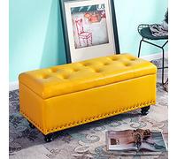 KRXSOBNV Banco De Almacenamiento Banco De Extremo De Cama De Cuero De PU: Reposapiés Multifunción Modernos, for Dormitorio, Sala De Estar,Reposapiés(Yellow,60x40x45cm(24x16x18inch))