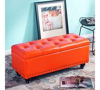 KRXSOBNV Banco De Almacenamiento Banco De Extremo De Cama De Cuero De PU: Reposapiés Multifunción Modernos, for Dormitorio, Sala De Estar,Reposapiés(Orange,60x40x45cm(24x16x18inch))