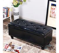 KRXSOBNV Banco De Almacenamiento Banco De Extremo De Cama De Cuero De PU: Reposapiés Multifunción Modernos, for Dormitorio, Sala De Estar,Reposapiés(Black,80x40x45cm(31x16x18inch))