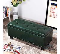 KRXSOBNV Banco De Almacenamiento Banco De Extremo De Cama De Cuero De PU: Reposapiés Multifunción Modernos, for Dormitorio, Sala De Estar,Reposapiés(Green,60x40x45cm(24x16x18inch))