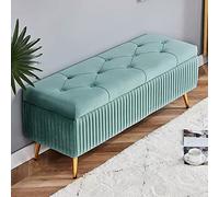 KRXSOBNV Banco de Almacenamiento con Patas de Metal Dorado - Reposapiés de Terciopelo Moderno for Sala de Estar y Dormitorio - Elegante Extremo con Botones,Reposapiés(Blue,80x40x45cm(31x16x18inch))