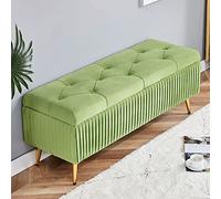 KRXSOBNV Banco de Almacenamiento con Patas de Metal Dorado - Reposapiés de Terciopelo Moderno for Sala de Estar y Dormitorio - Elegante Extremo con Botones,Reposapiés(Green,80x40x45cm(31x16x18inch))