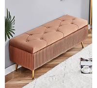 KRXSOBNV Banco de Almacenamiento con Patas de Metal Dorado - Reposapiés de Terciopelo Moderno for Sala de Estar y Dormitorio - Elegante Extremo con Botones,Reposapiés(Brown,80x40x45cm(31x16x18inch))
