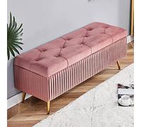KRXSOBNV Banco de Almacenamiento con Patas de Metal Dorado - Reposapiés de Terciopelo Moderno for Sala de Estar y Dormitorio - Elegante Extremo con Botones,Reposapiés(Pink a,80x40x45cm(31x16x18inch))