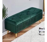KRXSOBNV Banco de Almacenamiento con Patas de Metal Dorado - Reposapiés de Terciopelo Moderno for Sala de Estar y Dormitorio - Elegante Extremo con Botones,Reposapiés(Green a,100x40x45cm(39x16x18inch