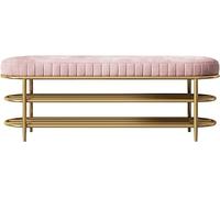 KRXSOBNV Banco de Almacenamiento de Zapatos, Organizador de Zapatos for Entrada con Asiento de Terciopelo y Marco de Metal Dorado(Pink,120 * 35 * 45cm)