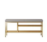 KRXSOBNV Banco de Almacenamiento de Zapatos, Organizador de Zapatos, Zapatero, con Almacenamiento y Asientos, for Sala de Estar, Dormitorio, Extremo de la Cama, Pasillo(Grey+Gold)
