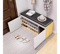 KRXSOBNV, Banco De Zapatos De Entrada con Puertas Y 4 Compartimentos Banco De Almacenamiento De Zapatos Gabinete De Asiento for Pasillo Dormitorio Sala De Estar Organizador Estante De Almacenamiento D