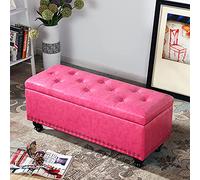 KRXSOBNV Banco Otomano De Almacenamiento Banco De Extremo De Cama De Cuero De PU - Reposapiés Multifunción Modernos, for Sala De Estar De Dormitorio,Reposapiés(Pink,80x40x45cm(31x16x18inch))