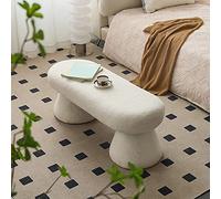 KRXSOBNV Banco tapizado Moderno - Mesa de Centro Rectangular for Dormitorio, Sala de Estar, Entrada - Reposapiés de Banco de Cama de Piel sintética for Pasillo,Reposapiés(White)