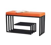 KRXSOBNV Banco Zapatero con Almacenamiento y Asiento Acolchado, Marco de Metal Negro, Organizador de Zapatos de Entrada for Dormitorio, Pasillo, Banco de Zapatos de 3 Niveles(Orange,80 x 30 x 45 cm)