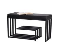 KRXSOBNV Banco Zapatero con Almacenamiento y Asiento Acolchado, Marco de Metal Negro, Organizador de Zapatos de Entrada for Dormitorio, Pasillo, Banco de Zapatos de 3 Niveles(Black,60 x 30 x 45 cm)