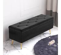 KRXSOBNV Baúl tapizado de Felpa for Almacenamiento,Banco de Zapatos de Entrada Moderno,Taburete Acolchado for reposapiés for Dormitorio y Sala de Estar(Black,100x40x45cm(39x16x18inch))