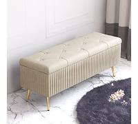 KRXSOBNV Baúl tapizado de Felpa for Almacenamiento,Banco de Zapatos de Entrada Moderno,Taburete Acolchado for reposapiés for Dormitorio y Sala de Estar(Beige,90x40x45cm(35x16x18inch))