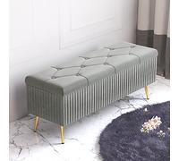 KRXSOBNV Baúl tapizado de Felpa for Almacenamiento,Banco de Zapatos de Entrada Moderno,Taburete Acolchado for reposapiés for Dormitorio y Sala de Estar(Grey,80x40x45cm(31x16x18inch))