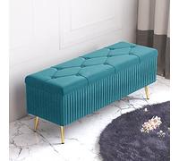 KRXSOBNV Baúl tapizado de Felpa for Almacenamiento,Banco de Zapatos de Entrada Moderno,Taburete Acolchado for reposapiés for Dormitorio y Sala de Estar(Blue,90x40x45cm(35x16x18inch))