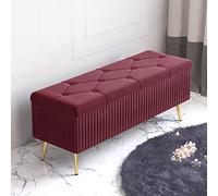 KRXSOBNV Baúl tapizado de Felpa for Almacenamiento,Banco de Zapatos de Entrada Moderno,Taburete Acolchado for reposapiés for Dormitorio y Sala de Estar(Wine Red,80x40x45cm(31x16x18inch))