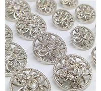 KRXSOBNV Botones. Botón, Botones de Lujo, botón Costura, 6 Diamantes imitación Hechos a Mano Metal Plateado for Ropa, Redondo