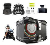 KRXSOBNV. Caja Superior de Aluminio for Motocicleta, Equipaje de Motocicleta con Cerradura de Seguridad, Caja de Almacenamiento for Casco de Tienda, Equipaje Grande .Portaequipajes(Black,55L)