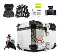 KRXSOBNV. Caja Superior de Aluminio for Motocicleta, Equipaje de Motocicleta con Cerradura de Seguridad, Caja de Almacenamiento for Casco de Tienda, Equipaje Grande .Portaequipajes(White,55L)