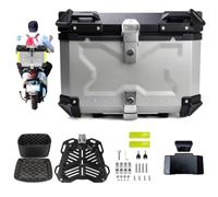KRXSOBNV. Caja Trasera de Aluminio for Motocicleta, Equipaje de Motocicleta con Cerradura de Seguridad, Caja de Almacenamiento for Casco, for Guardar Casco, Equipaje Grande .Portaequipajes(White,55L)