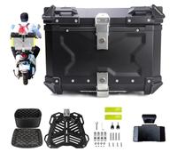KRXSOBNV. Caja Trasera de Aluminio for Motocicleta, Equipaje de Motocicleta con Cerradura de Seguridad, Caja de Almacenamiento for Casco, for Guardar Casco, Equipaje Grande .Portaequipajes(Black,55L)