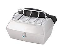 KRXSOBNV. Caja Trasera for Motocicleta-Estuche de Almacenamiento for Casco, con Respaldo y Estante, for Touring Cruiser-Caja de Equipaje Duradera for Motocicleta .Portaequipajes(Silver,with Shelf)